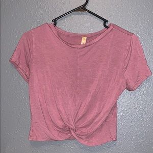 Pink Loose fit Knot in front crop top